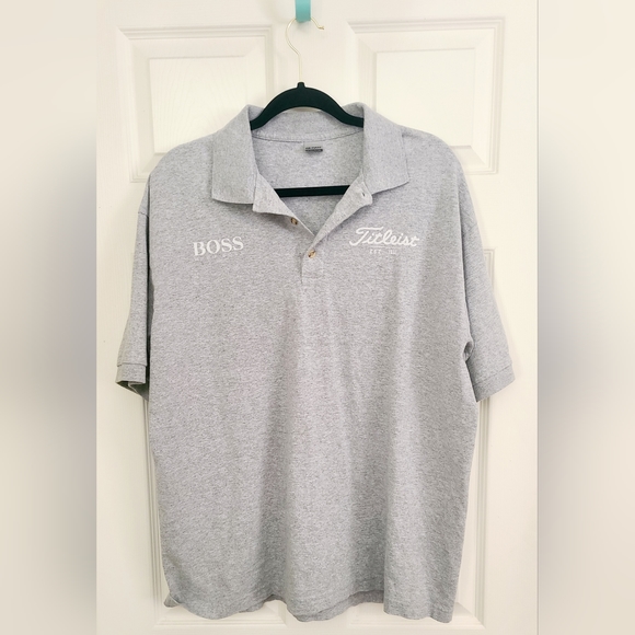 Men's Gray Polo Shirt Titleist Hugo Boss Logo Gildan Size XL - Picture 1 of 9
